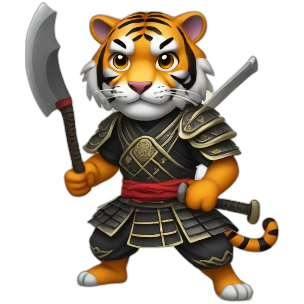 Tiger samurai holding axe emoji
