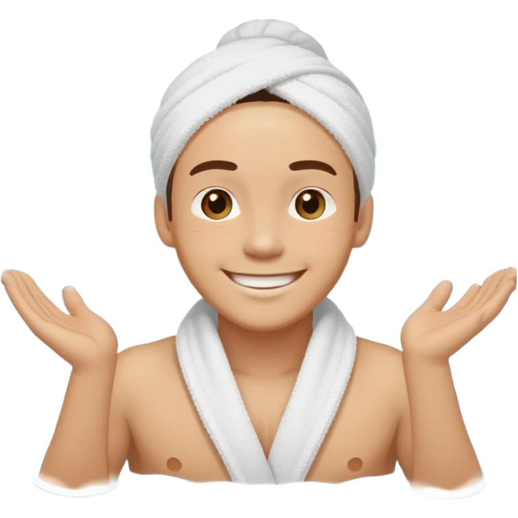 Person smiling in hot spring with steam rising emoji