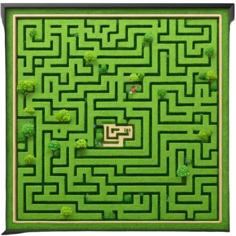 hazme un laberinto y en el centro pasto emoji