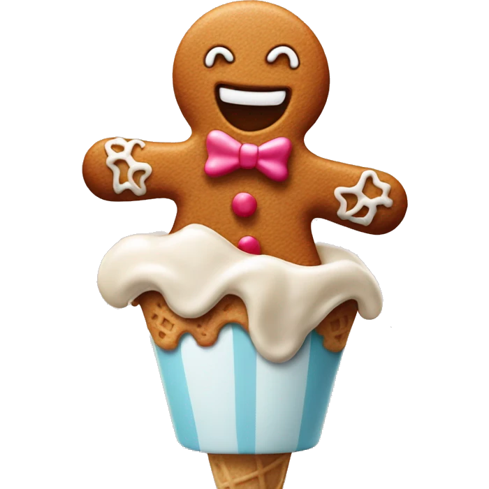 Ice cream with gingerbread man emoji