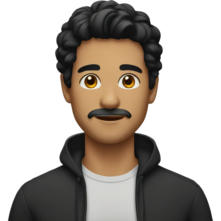 man, black hair emoji