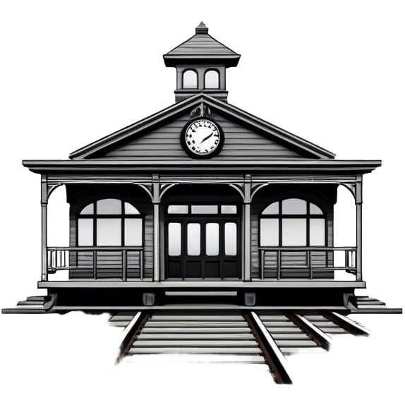 Old western time train station outlined in black emoji