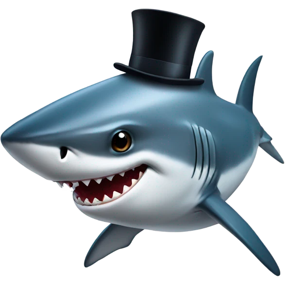 Shark with a top hat emoji