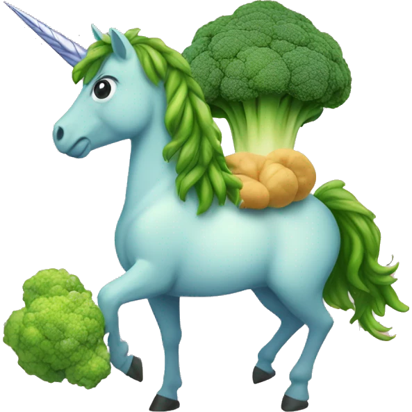 brócoli above a unicorn emoji