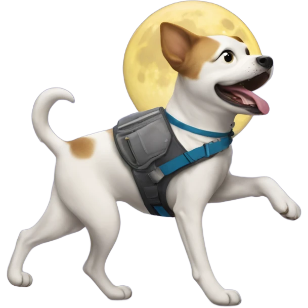 Dog doing the moon walk emoji
