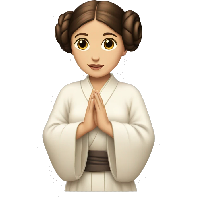 Princess Leia with pray hands emoji