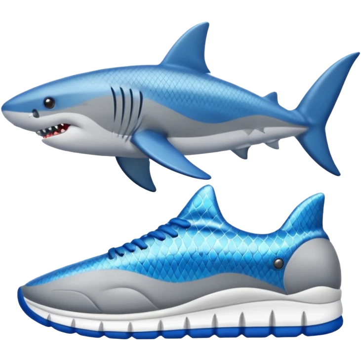Tiburón en la playa con zapatillas azules  emoji