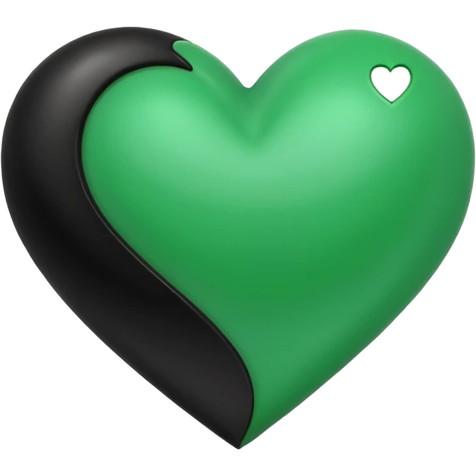A green heart and black heart mixed together emoji