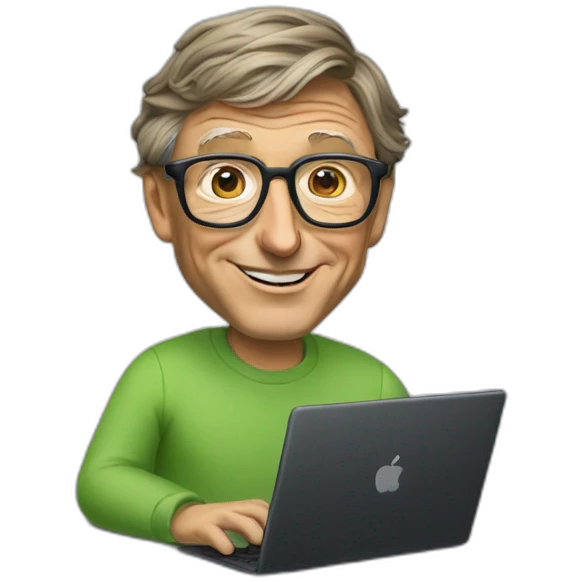 bill gates with a laptop emoji