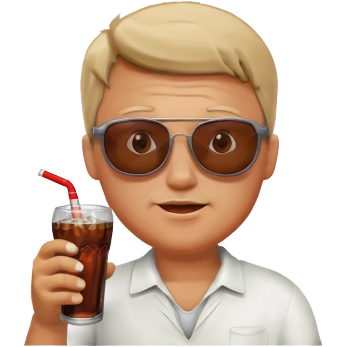 a white guy face in sunglasses drinks cola emoji