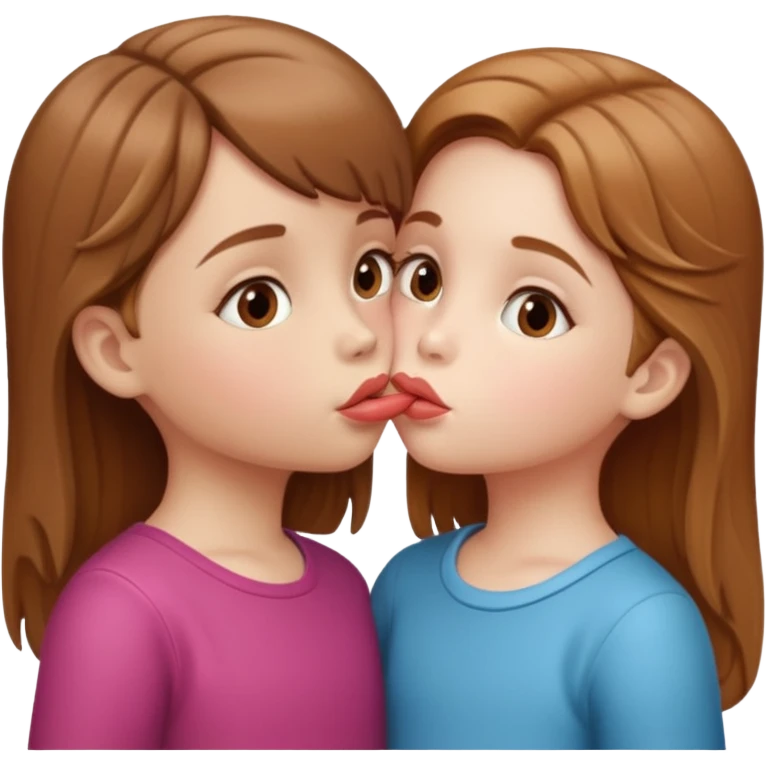 two little gals kissing on the lips emoji