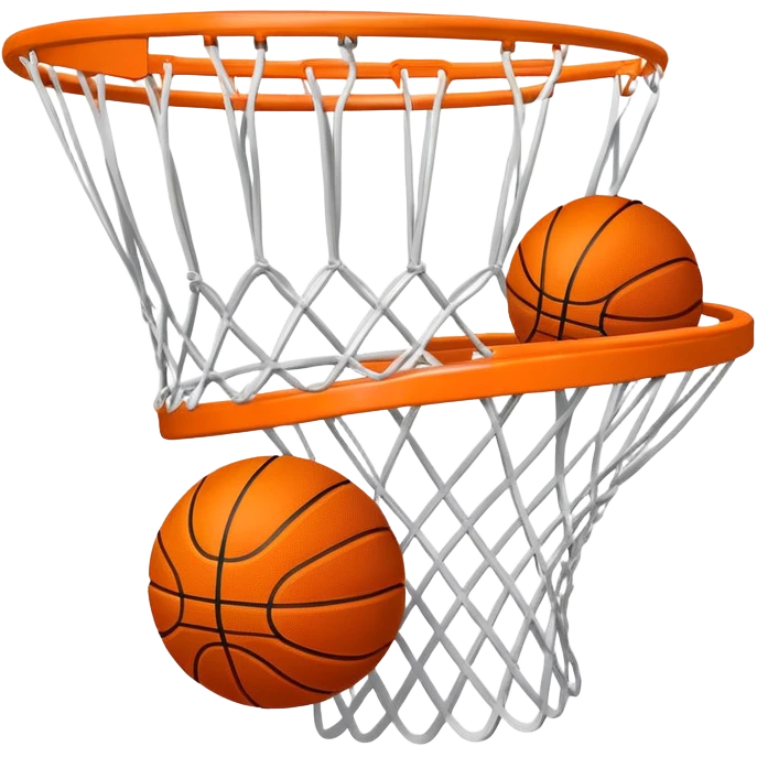 Basketball scoring through net, top-down perspective emoji