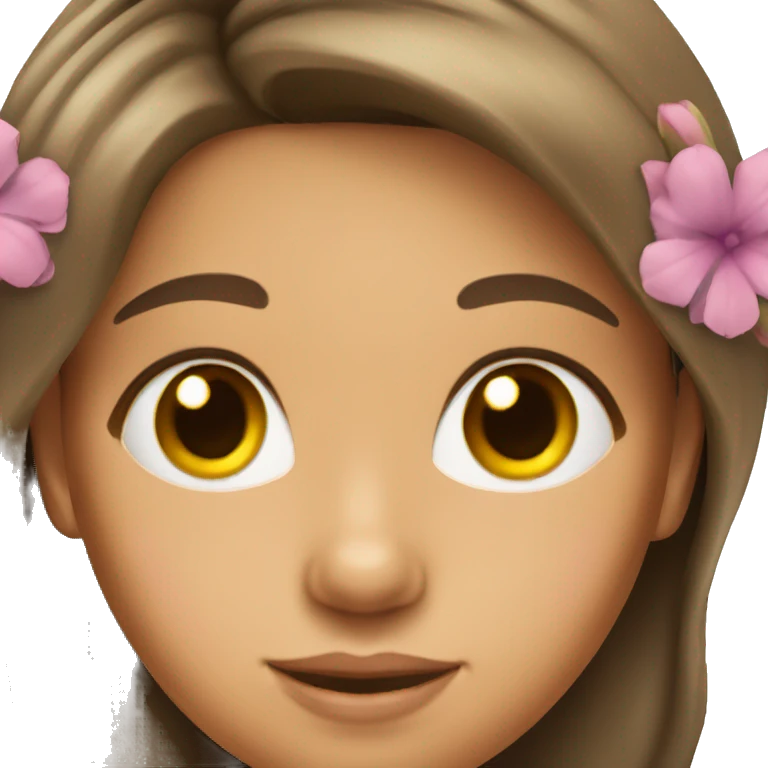 Brunette girl with flower in her hair tan skin emoji