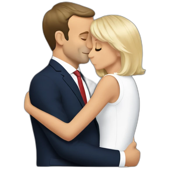 Emmanuel Macron and Brigitte Macron cuddling emoji
