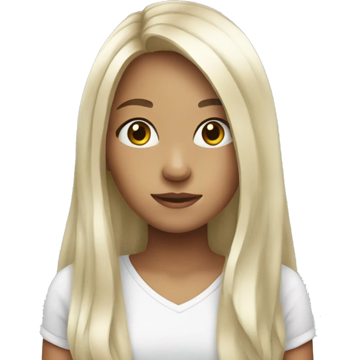 cute girl with long hair white emoji