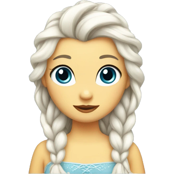 duck with hair like Elsa from frozen, white braids, blue eyes emoji