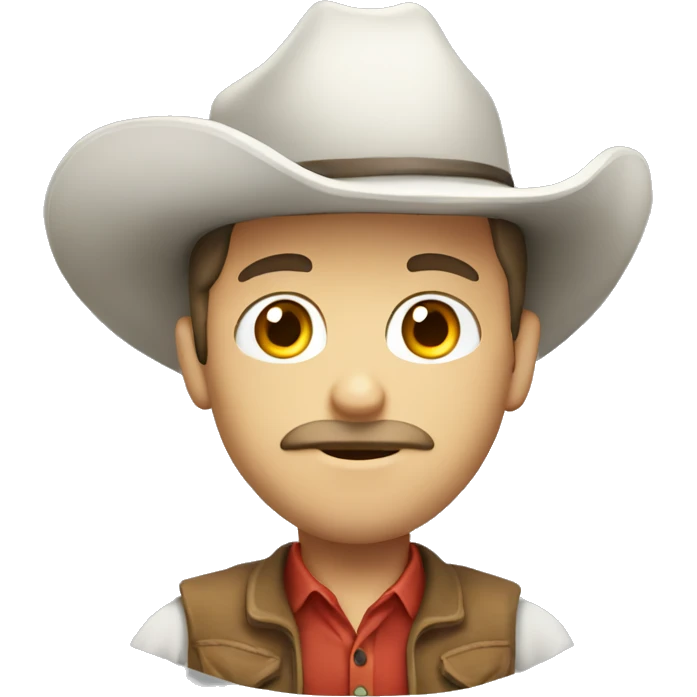 White skinned cowboy studying emoji