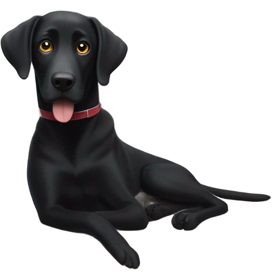 black lab mix on hotel bed calling room service  emoji