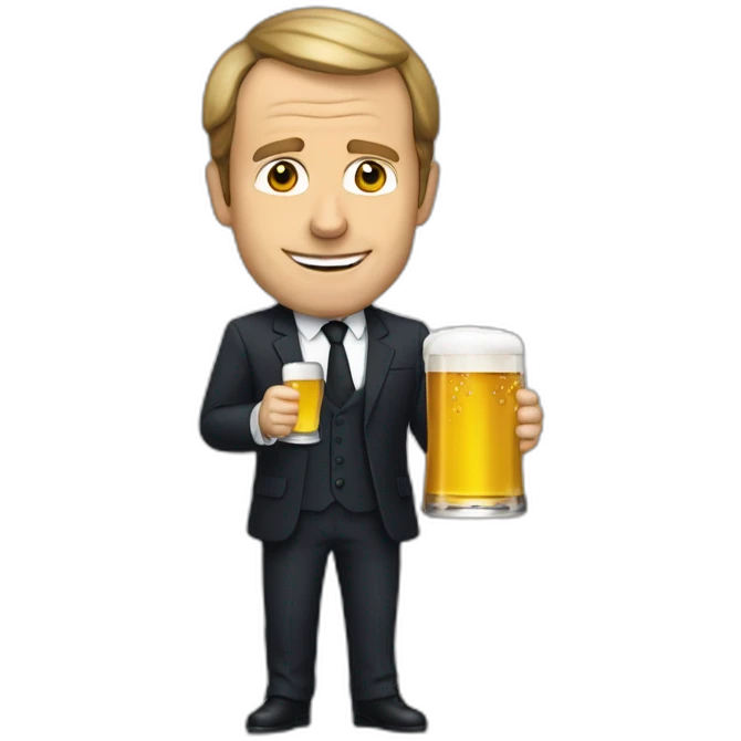 Macron qui bois une bière emoji