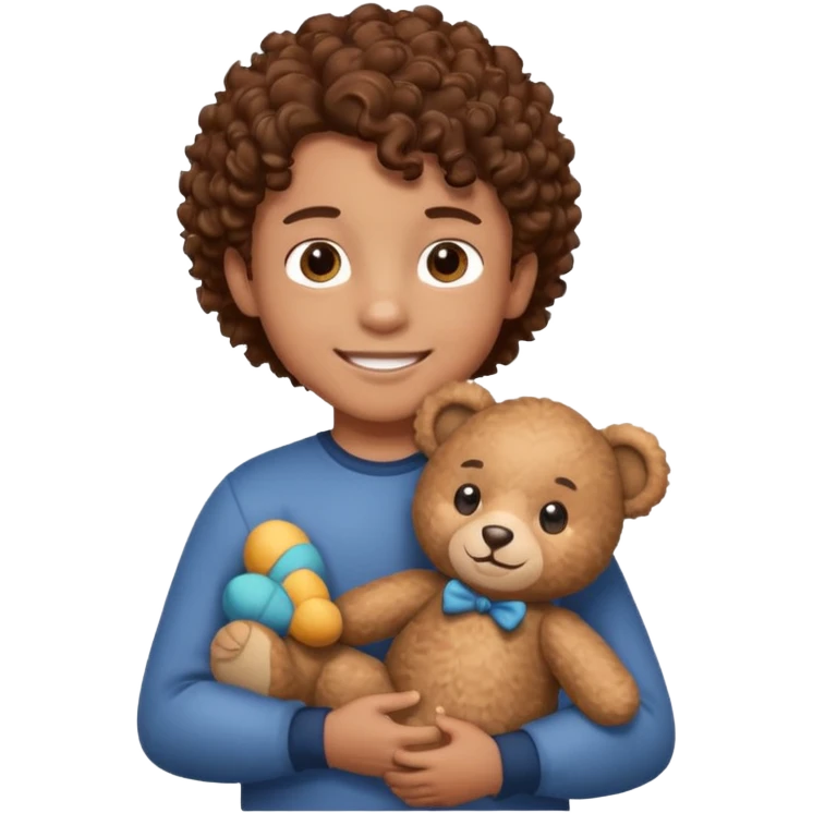 curly hair boy with bear  emoji