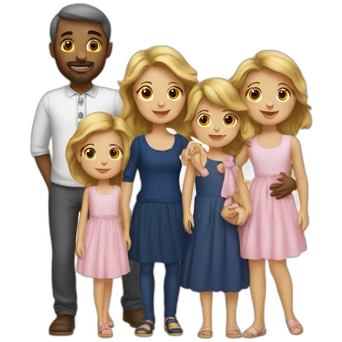 a french family of 4 with 2 parents and 2 girls twins emoji