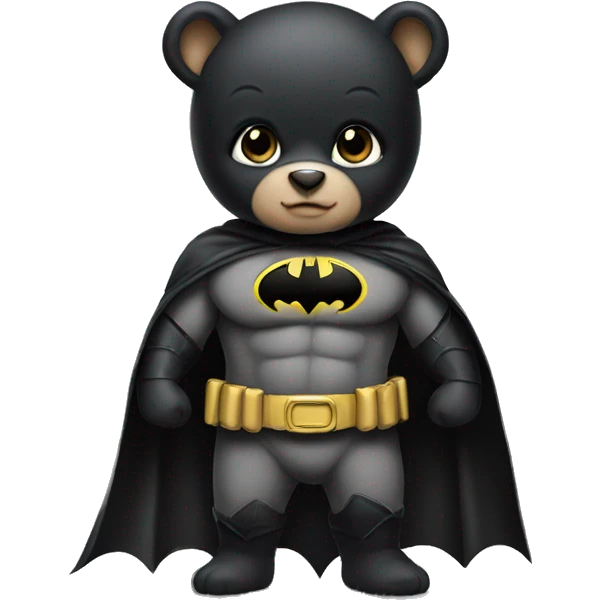 Baby bear dressed up as Batman emoji