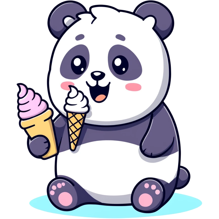 Panda eating ice cream emoji