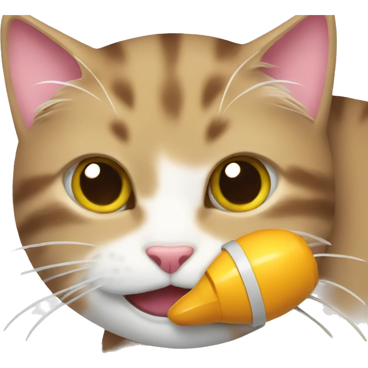 Cat biting toy emoji