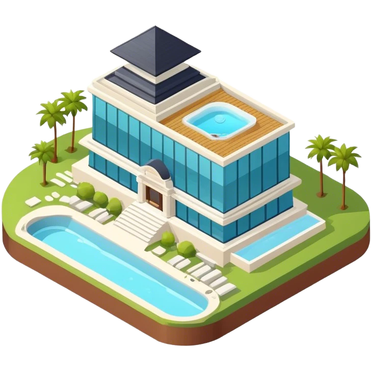 luxury spa resort hotel, isometric exterior  emoji