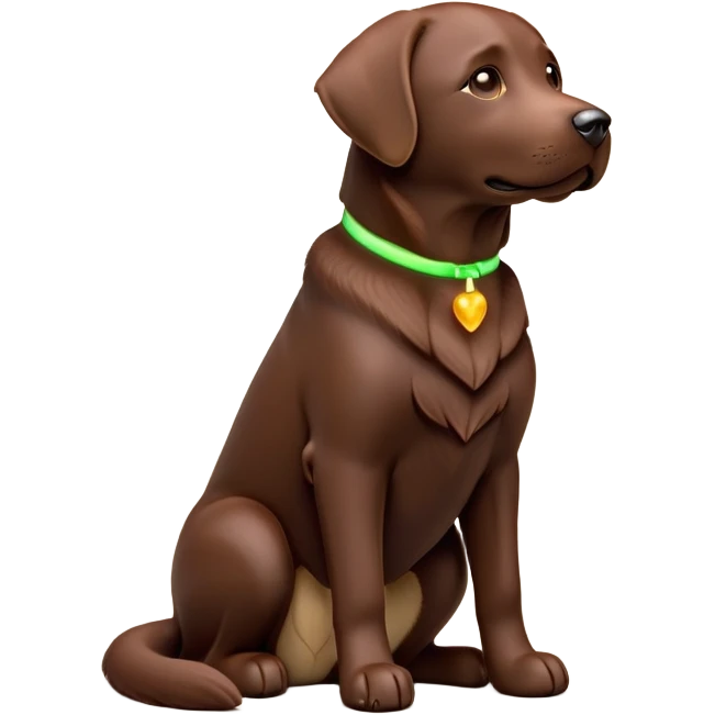 cinematic-[Labrador retriever]-realistic-full-body-sitting-emoji,-tail-resting-loosely-beside-its-paws,-head-tilted-dramatically, -sleek-[chocolate]-fur,-simplified-yet-realistic-focused-features,-highly-detailed,-glowing-with-an-almost-sarcastic-glow emoji