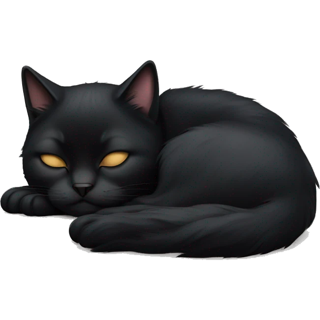 Long black haired cat sleeping emoji