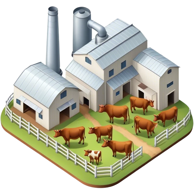 Isometric cow farm factory emoji
