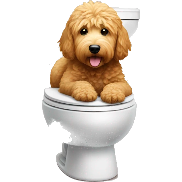 Golden doodle on top of the toilet emoji