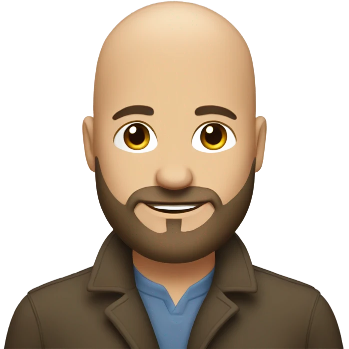 bald man with beard and brunette woman hugs emoji
