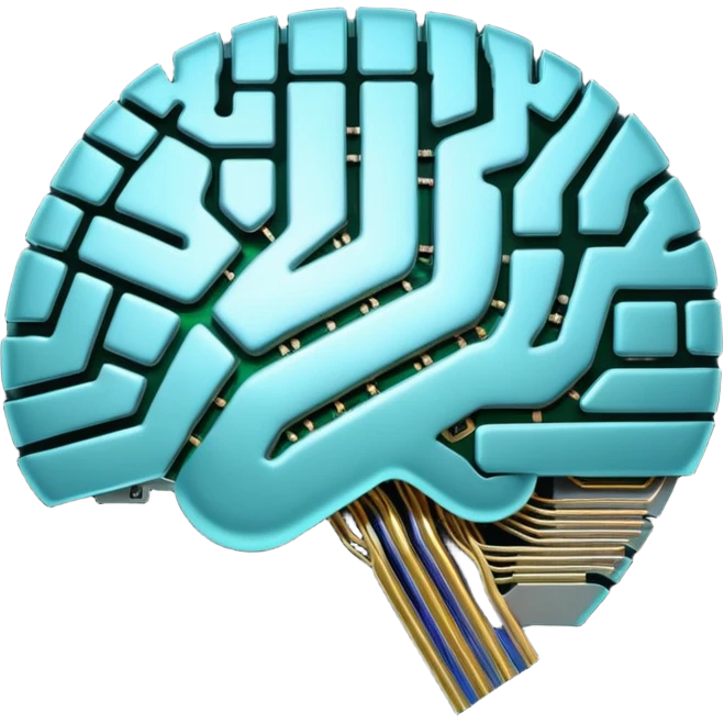 3D circuit board brain emoji
