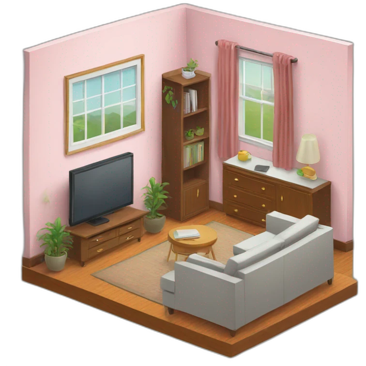 apartment interior isometric emoji