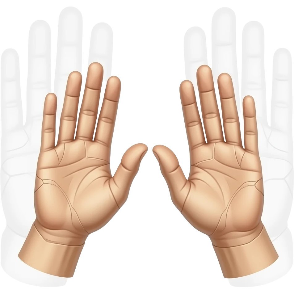 the touch of the fingers of two palms as in Michelangelo's painting in the Sistine Chapel, but mechanically constructed emoji