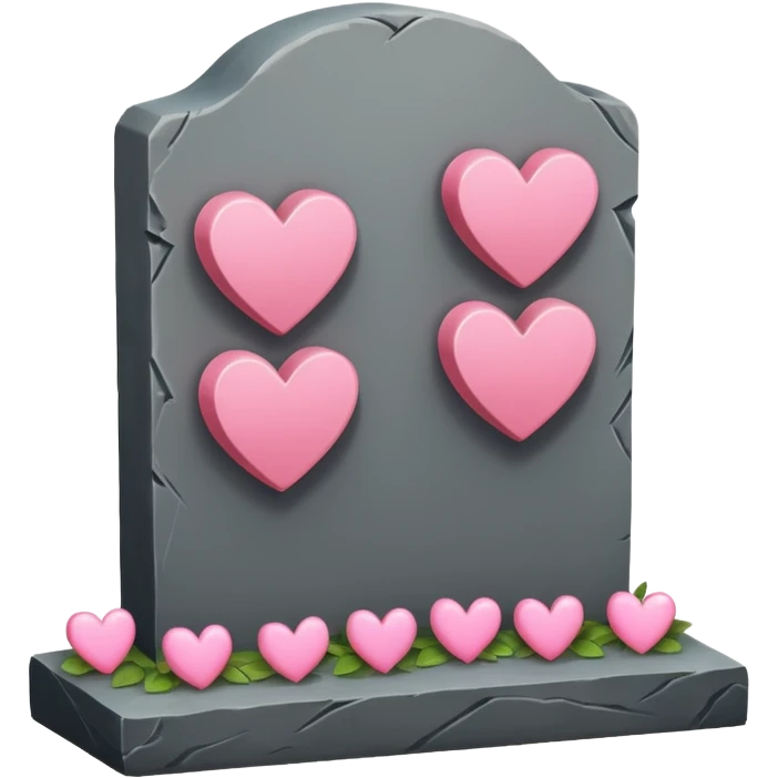 Headstone with pink hearts emoji