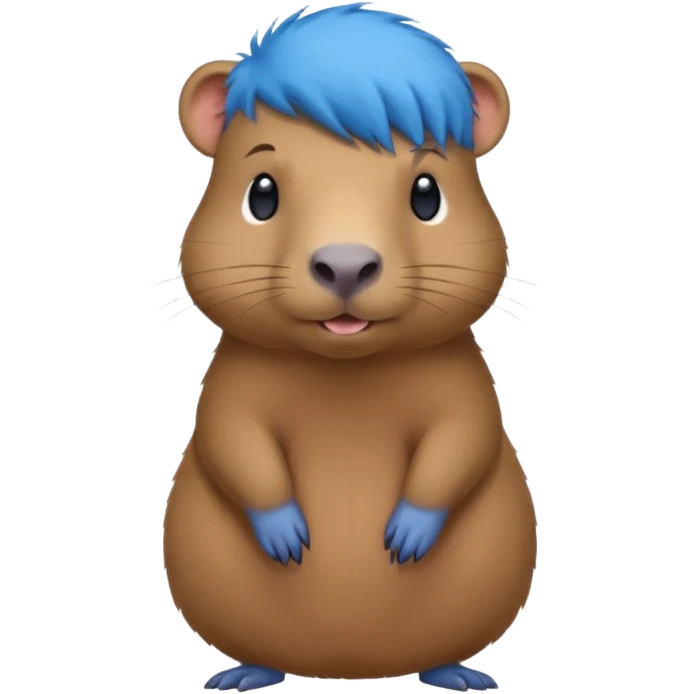 Capybara with bule head hair, standing emoji