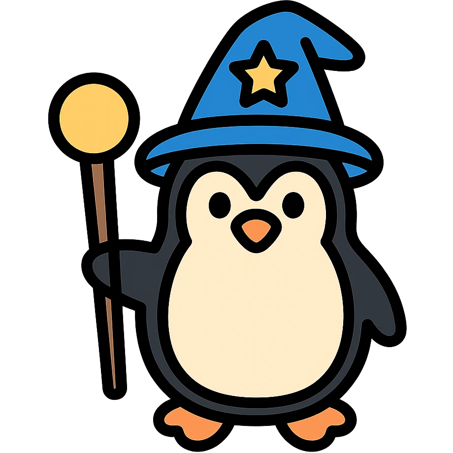 color outline icon style penguin wizard emoji
