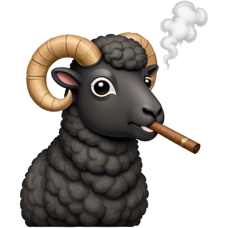 Black ram sheep smoking cigar emoji