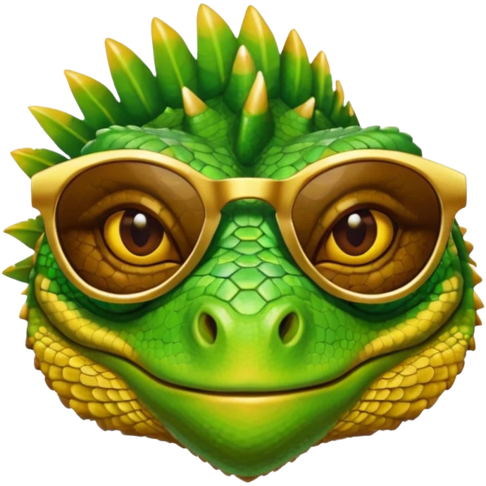 iguana head with golden sunglasses emoji