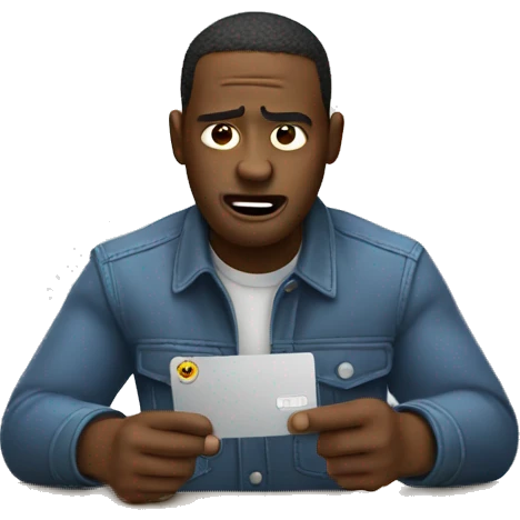 hitting the credit card on the table while crying emoji