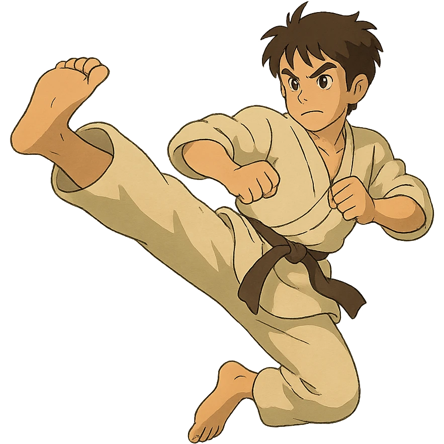 martial artist mid-kick emoji