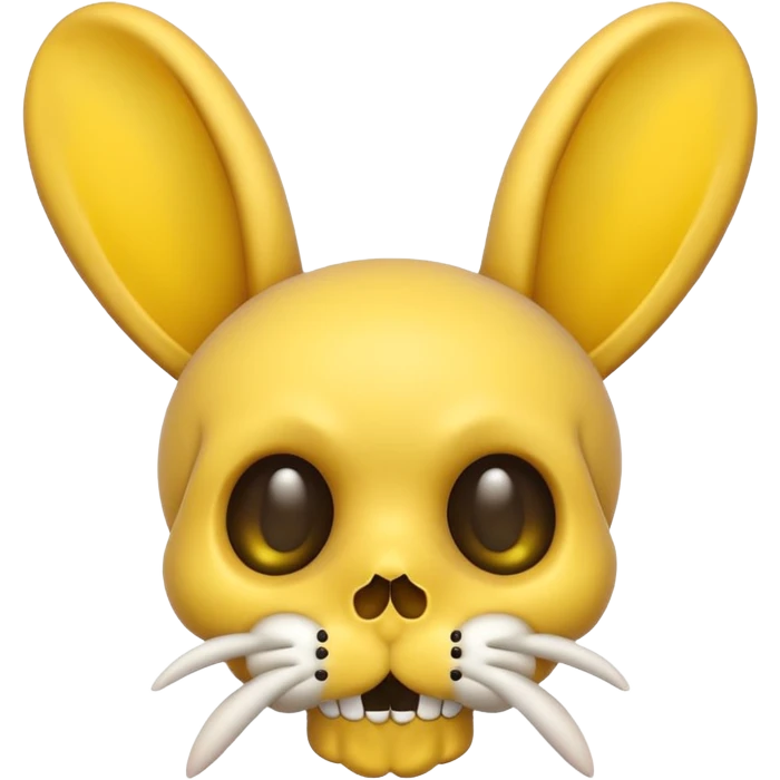 skull and bones yellow with rabbits ears kawai emoji