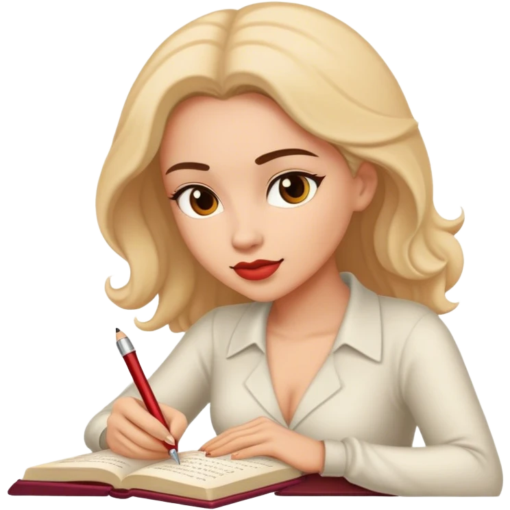 escritora mulher escrevendo um livro de romance emoji