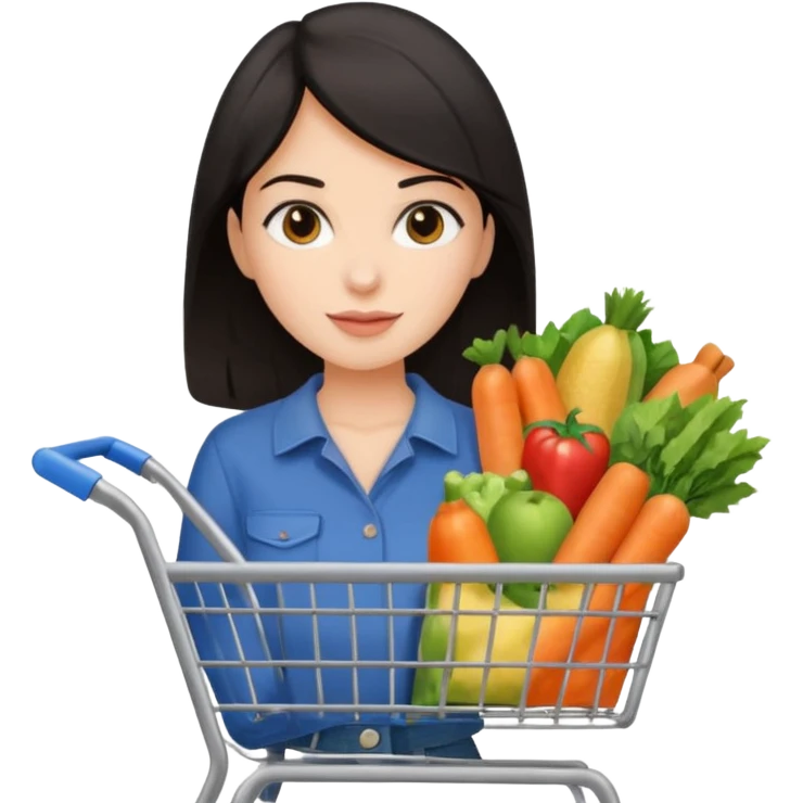 dark haired lady grocery shoppign emoji