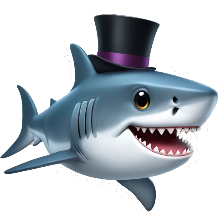 Shark with a top hat emoji