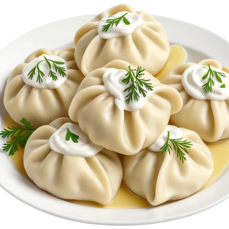 pelmeni dumplings with sour cream and dill emoji
