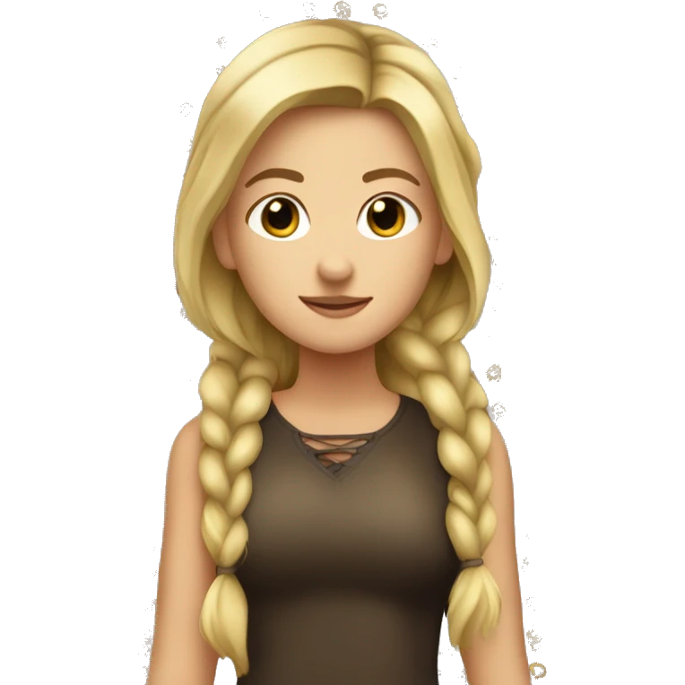 Dirty blonde girl with braid with a very dark bay horse emoji
